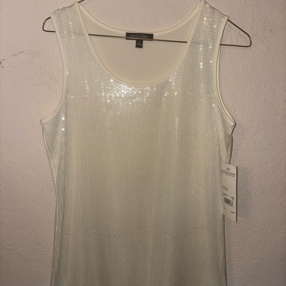 Notations Ivory Sequin Tank Top